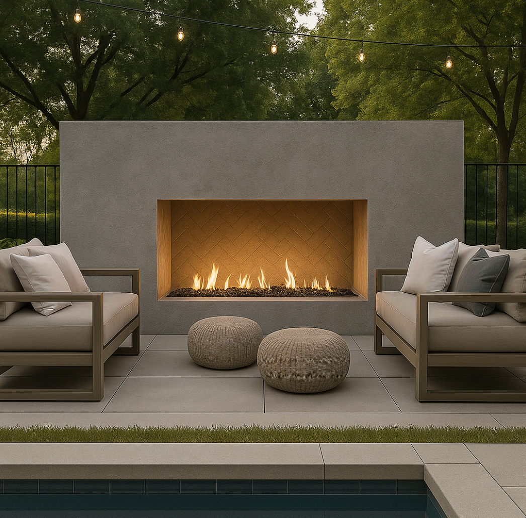 Outdoor Fireplace with furniture