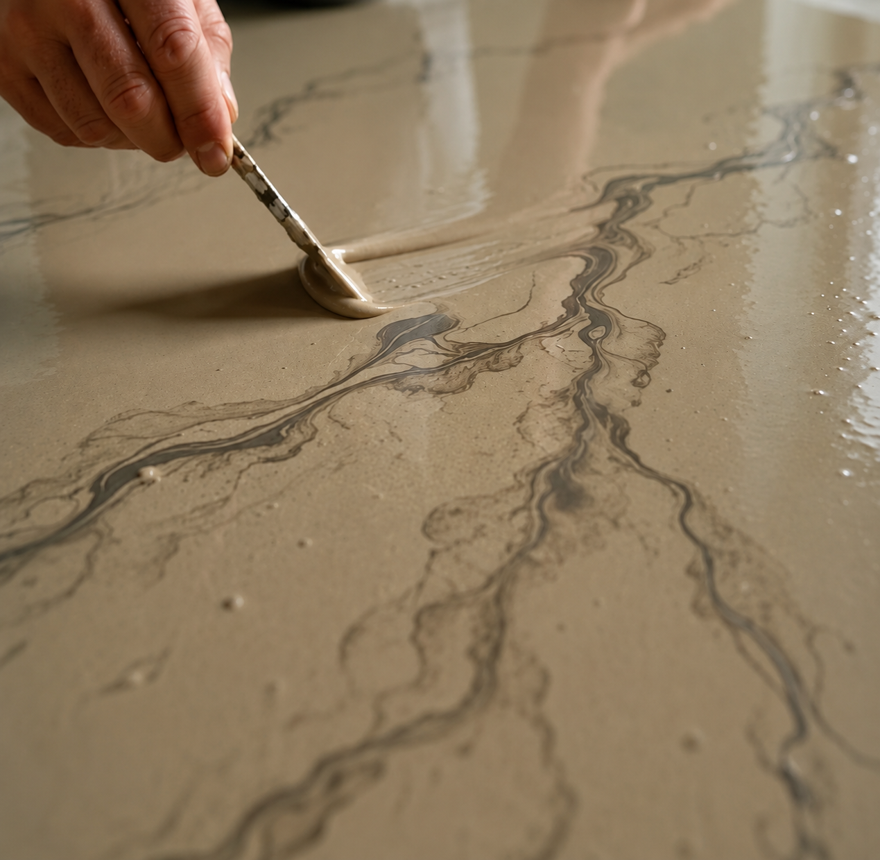Custom microcement flooring surface detail