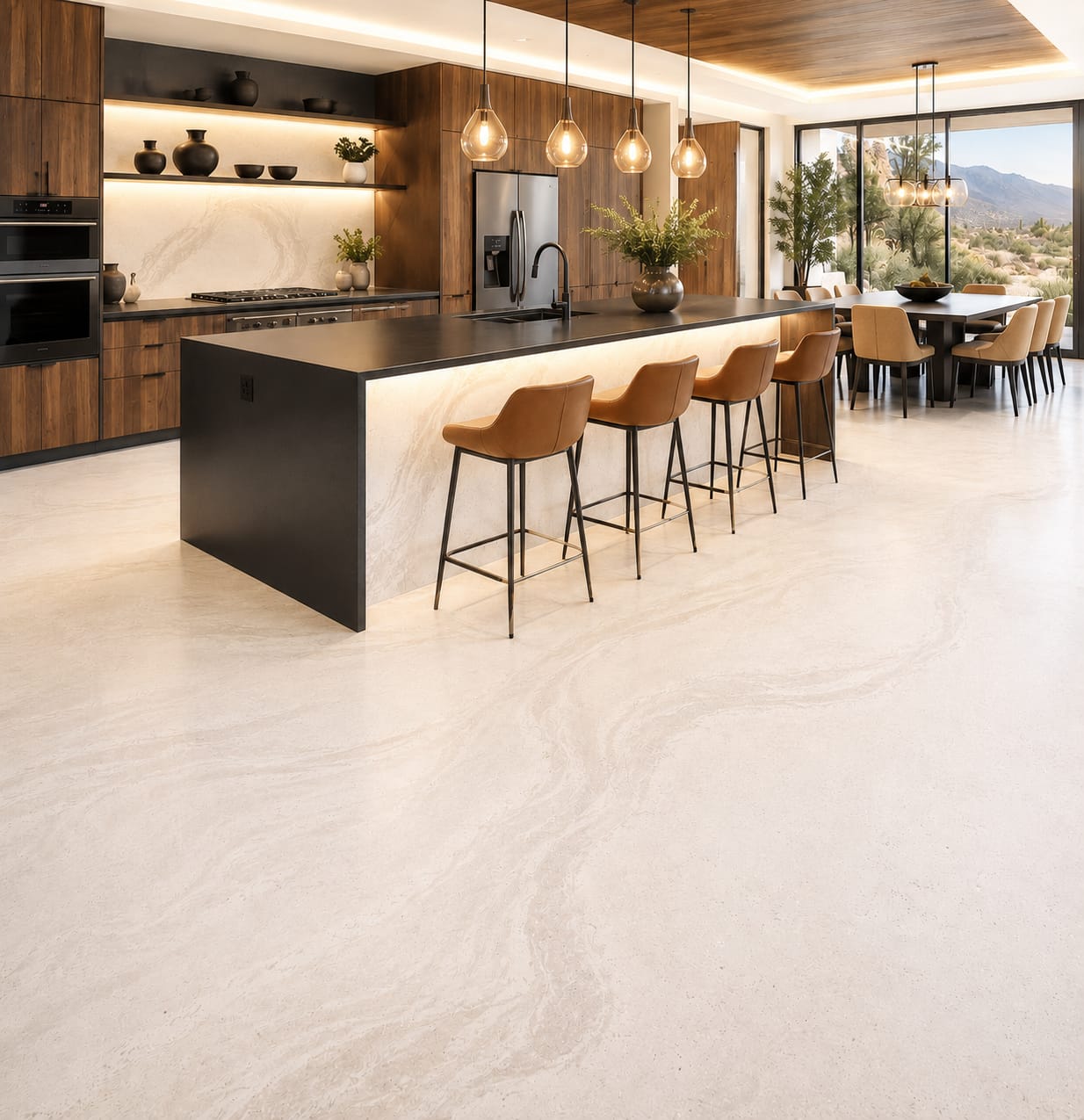 Our decorative concrete and microcement floor systems create a continuous architectural surface with minimal visual interruption. Hand-applied movement and custom colour give each floor a distinctive, naturally varied appearance.